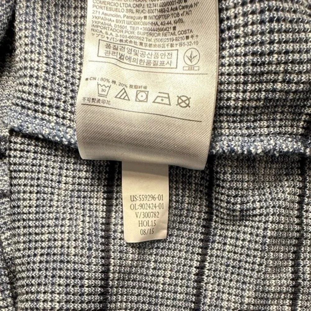 Banana Republic Mens Thermal Shirt Blue Large Striped Waffle Knit‎ Long Sleeve